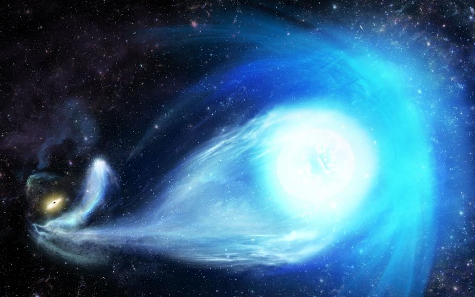 An artist's impression of the hyper-fast star's ejection from our galaxy's central supermassive black hole: Sergey Koposov/PA Wire