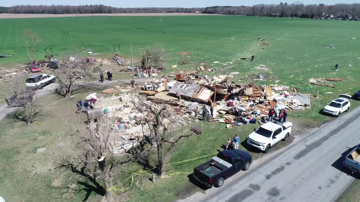 Aerial footage shows damage from Greenwood tornado