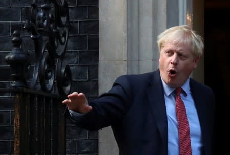 Britain's Prime Minister Boris Johnson meets with European Parliament President David Sassoli in London