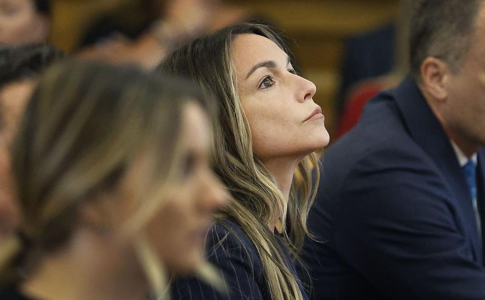 Karen Read awaits the juries verdict in her murder case at Norfolk Superior Court in Dedham, Mass., Wednesday June 26, 2024. (Greg Derr/The Patriot Ledger via AP)