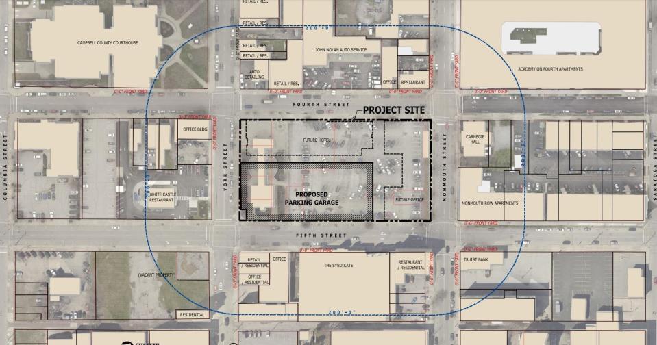 The new mixed-use development will go up in a Newport city block bordered by Monmouth, York, Fourth and Fifth streets.