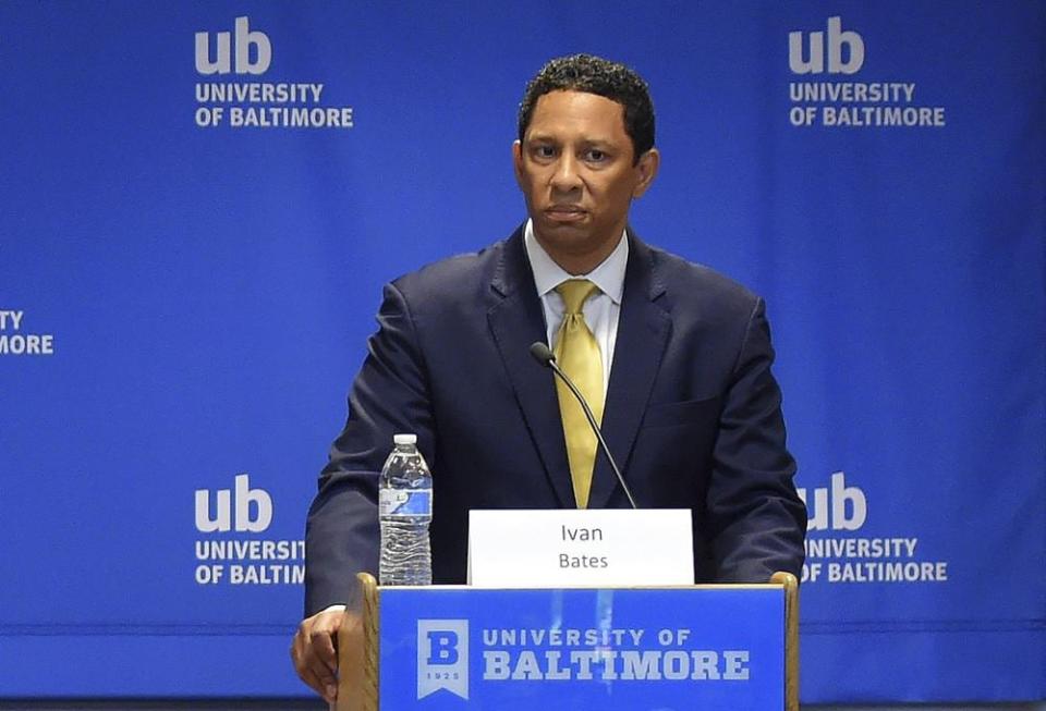 Prosecutor candidate, defense attorney Ivan Bates participates in a debate held at the University of Baltimore, in Baltimore, on June 7, 2018. (Lloyd Fox/The Baltimore Sun via AP, File)