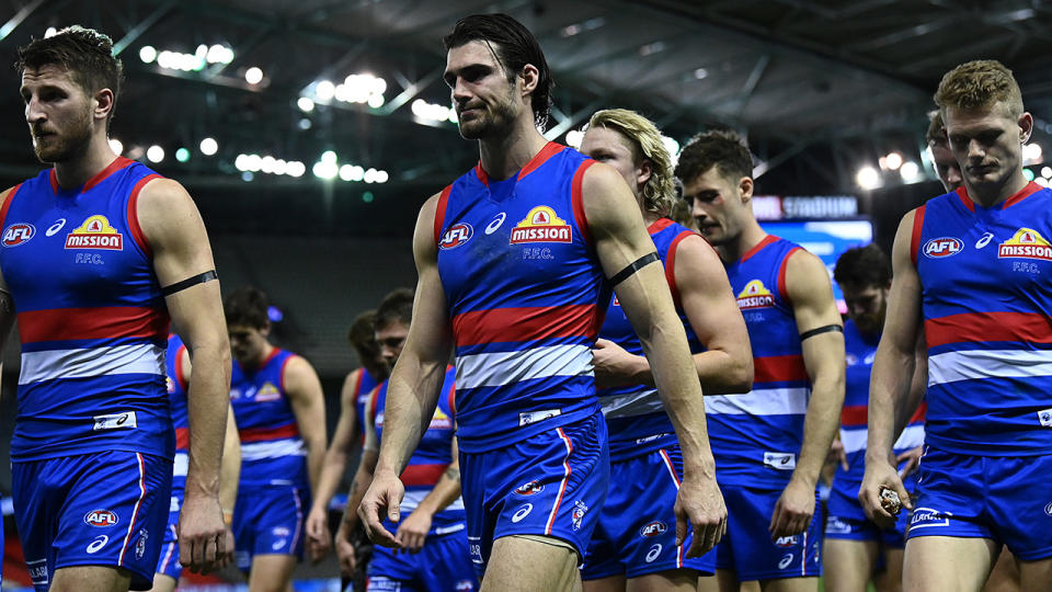 The Western Bulldogs risk falling out of the top four after their two-point loss to Port Adelaide on Friday night. (Photo by Quinn Rooney/Getty Images)