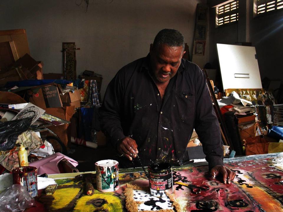 1/29/03-C.W. GRIFFIN/HERALD STAFF-MIAMI--Miami native and self-taught artist Purvis Young is turning 60 and a showing of his work will be on display at the library in Downtown Miami. (2 of 3 photos)
