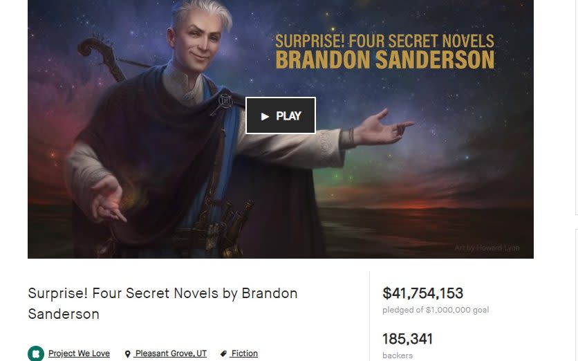 Brandon Sanderson crowdfunded $41,754,153