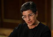 Spain's Minister of Foreign Affairs Arancha Gonzalez Laya speaks during an interview with Reuters at the Ministry of Foreign Affairs in Madrid