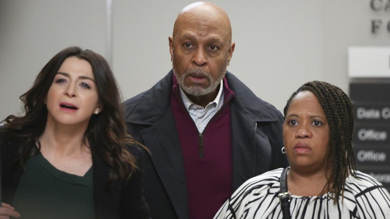  Caterina Scorsone, James Pickens Jr. and Chandra Wilson on Grey's Anatomy. 