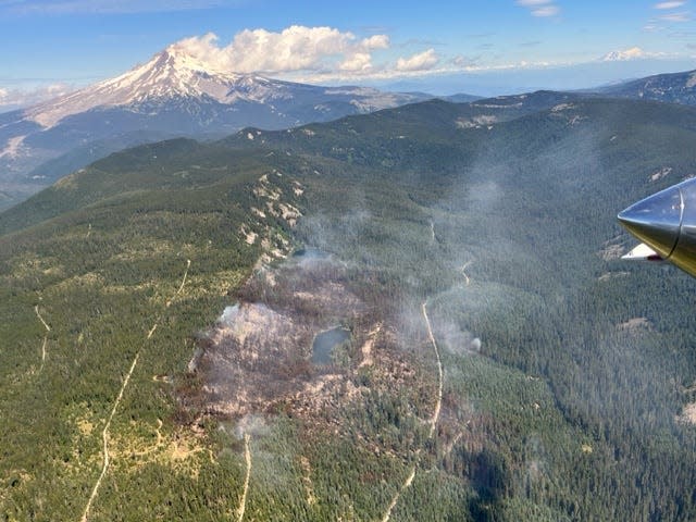 View of the Boulder FIre, which burned around Little Boulder Lake in Mount Hood National Forest.