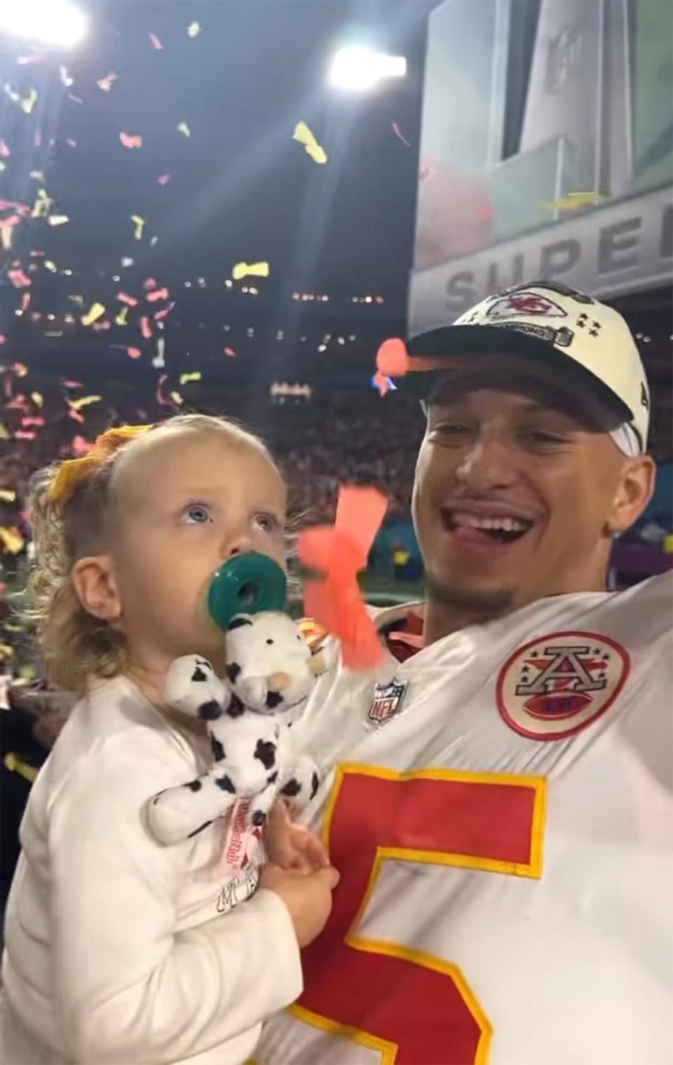 Brittany and Patrick Mahomes Share Hugs and Kisses with Daughter Sterling after Super Bowl Win