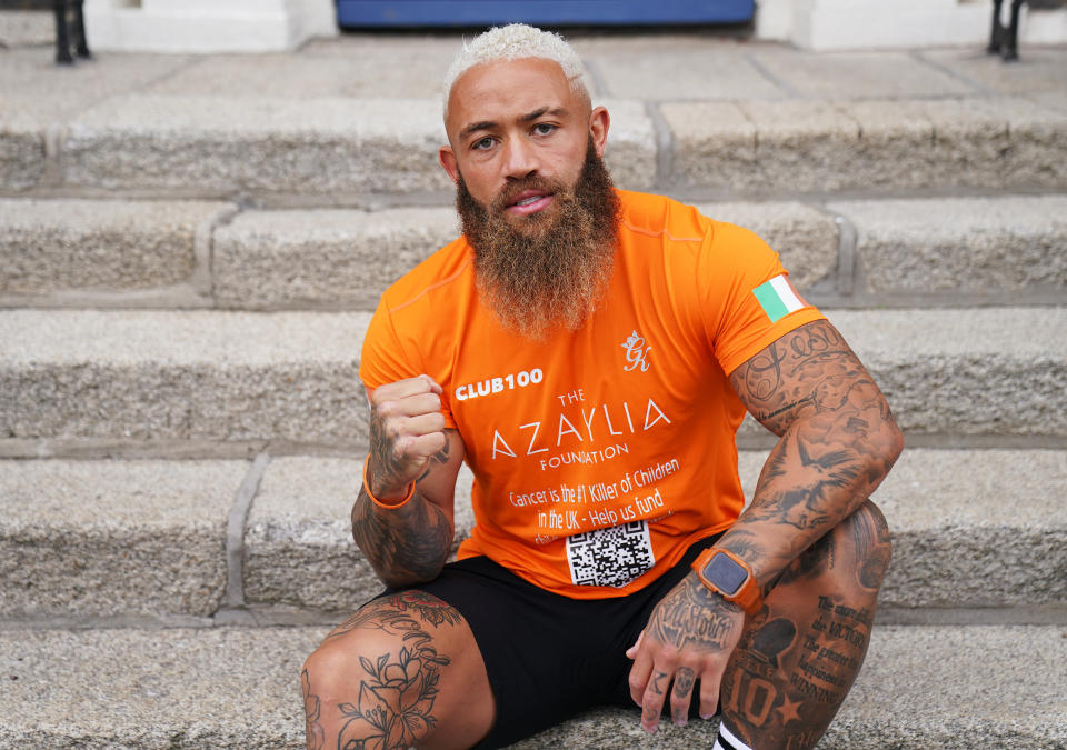 Ex-footballer Ashley Cain at Fitzwilliam Square in Dublin as he begins a charity run in memory of his late daughter Azaylia, and to raise funds in aid of childhood cancer, that will span across five capital cities in Ireland and the UK over the next five days. Picture date: Wednesday August 3, 2022. (Photo by Brian Lawless/PA Images via Getty Images)