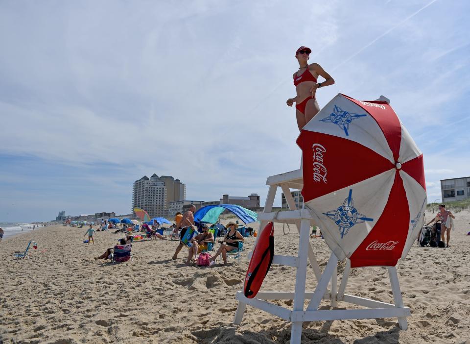 Delaney Humphrey of the Ocean City Beach Patrol works on the beach at 54th Street June 28, 2022, in Ocean City, Maryland.