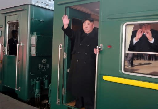 Kim Jong Un departed from the Pyongyang railway station for what could be a 60-hour journey to Vietnam