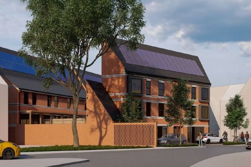 Visual from Pasture Street and Convamore Road junction, Grimsby, of twelve homes development