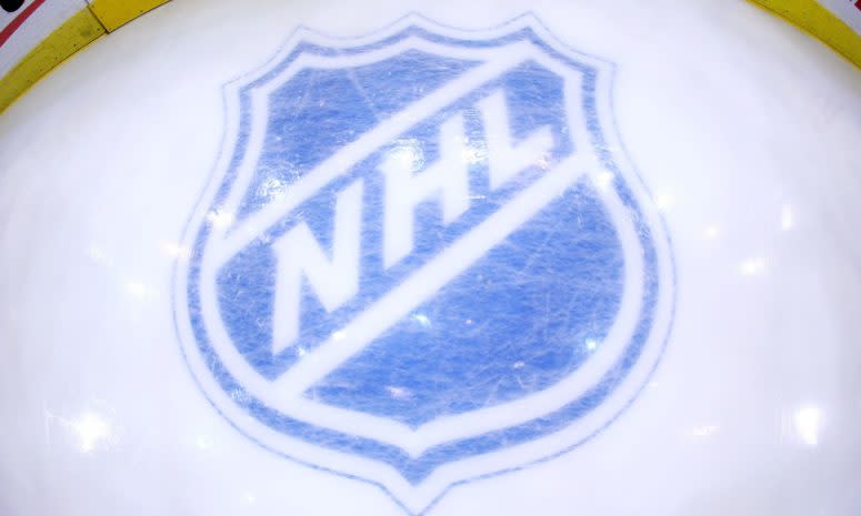 The NHL's logo on ice.