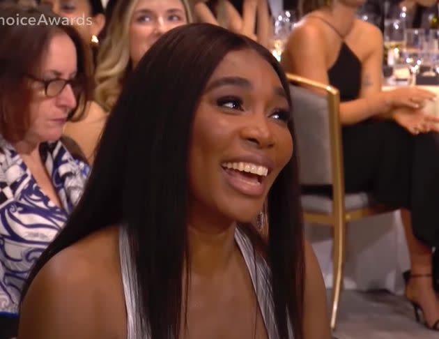 Venus Williams reacts to Jane Campion's acceptance speech at the Critics Choice Awards. (Photo: YouTube)