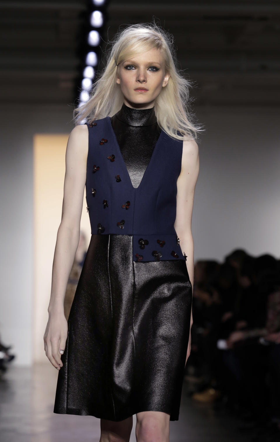 The Peter Som Fall 2014 collection is modeled during Fashion Week in New York, Friday, Feb. 7, 2014. (AP Photo/Richard Drew)