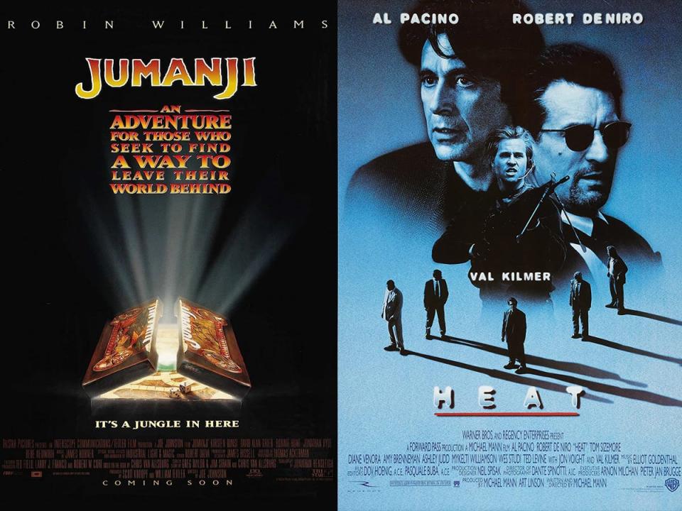 "Jumanji" and "Heat" posters