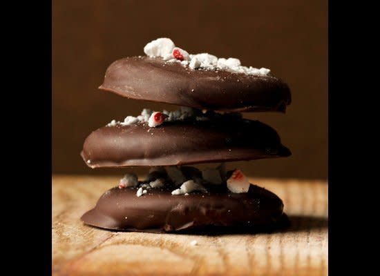 <strong>Get the <a href="http://www.petitekitchenesse.com/2011/12/14/holiday-giveaway-peppermint-patties-cow-tales/" target="_hplink">Homemade York Peppermint Patties recipe from Petite Kitchenesse</a></strong>    Sweetened condensed milk and powdered sugar with a few drops of peppermint extract create the refreshing filling in these peppermint patties. After dipping the rounds in chocolate, top with crushed peppermint candies.