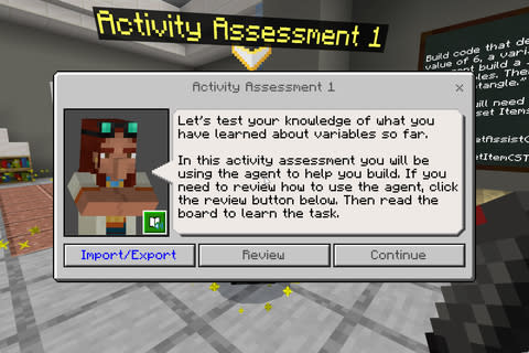 Écran d'évaluation d'activité de « Coding in Minecraft » de Prodigy Learning, un programme de certification en informatique dispensé via Minecraft Education.  Le programme engage des apprenants jeunes et diversifiés grâce à un apprentissage basé sur le jeu dans un programme immersif d'informatique et de codage et récompense leur apprentissage par des diplômes reconnus par l'industrie.  Prodigy Learning vient d'annoncer qu'il s'associe officiellement à Minecraft Education pour proposer des programmes et des évaluations d'informatique attrayants et faciles à enseigner dans l'univers Minecraft.  (Photo : Fil d'affaires)