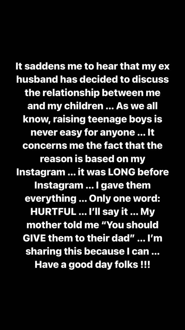 A screenshot of Britney's response to her ex-husband's interview (Photo: Instagram/Britney Spears)