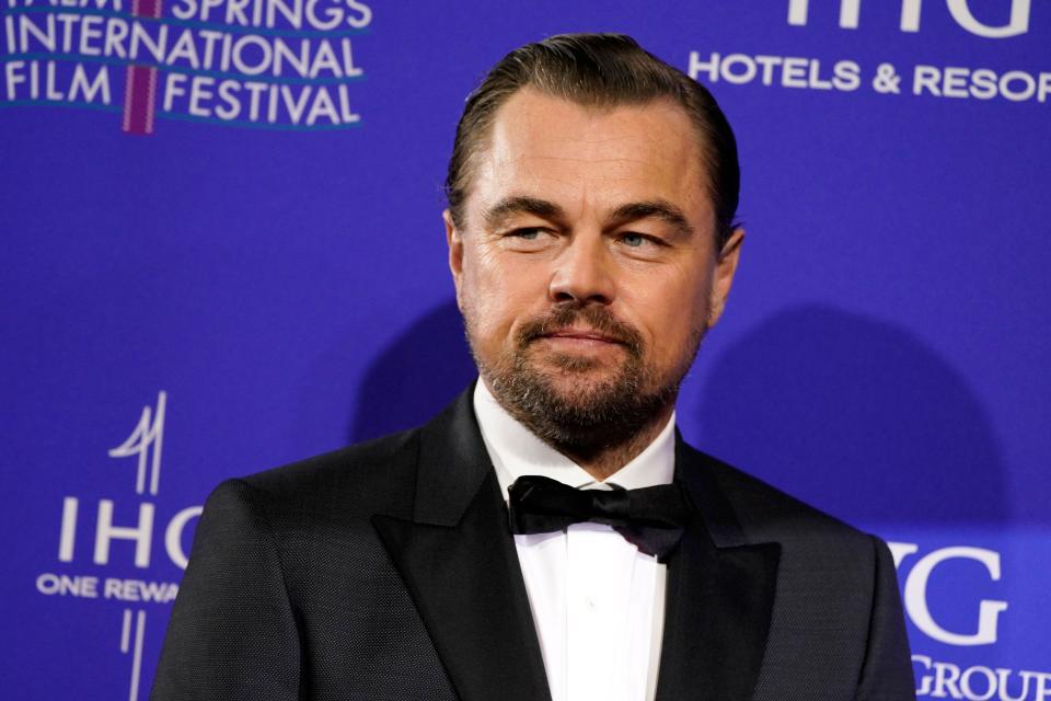 Leonardo DiCaprio arrives at the 35th annual Palm Springs International Film Festival Awards Gala on Thursday, Jan. 4, 2024, in Palm Springs, Calif. (Photo by Jordan Strauss/Invision/AP)