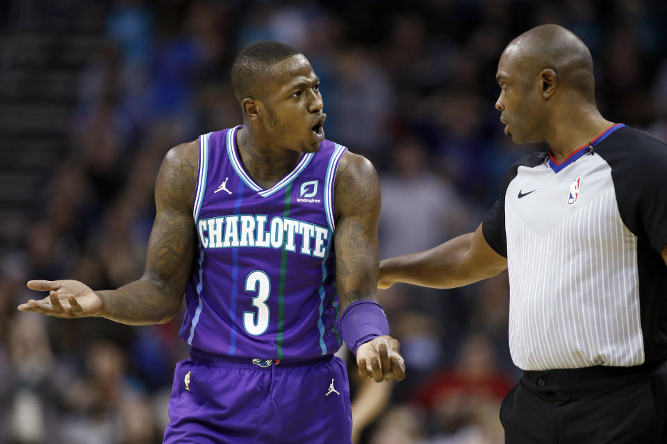 After Terry Rozier picked up a technical at the end of regulation, the Thunder picked up a slight lead before overtime even began. (AP/Bob Leverone)