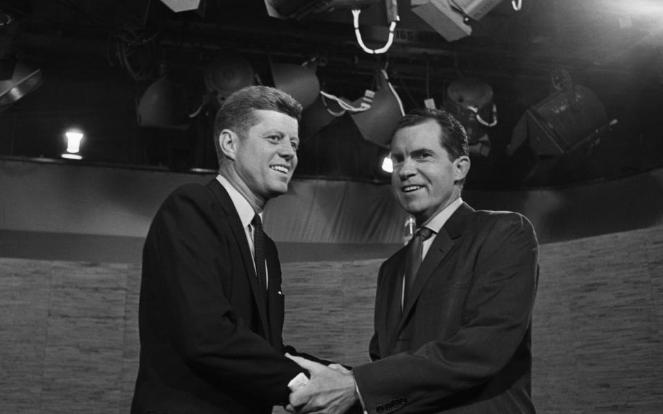 John F Kennedy and Richard Nixon before their historic 1960 TV debate - Bettmann/CORBIS