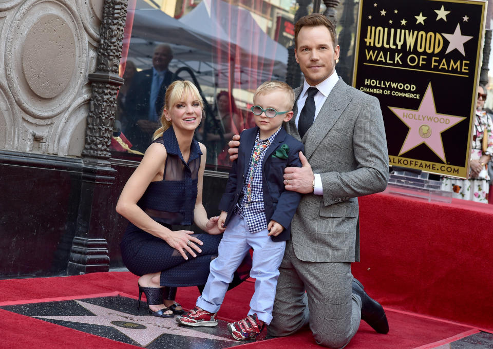 Chris Pratt, wife Anna Faris and son Jack Pratt attend his&nbsp;Hollywood Walk of Fame&nbsp;ceremony. (Photo: Axelle/Bauer-Griffin via Getty Images)