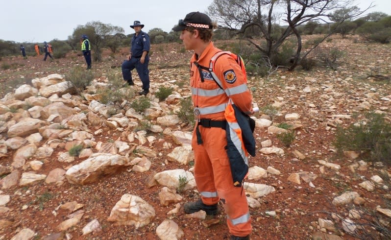 SES volunteers and police search for missing prospectors Raymond and Jennie Kehlet. Picture: Seven News