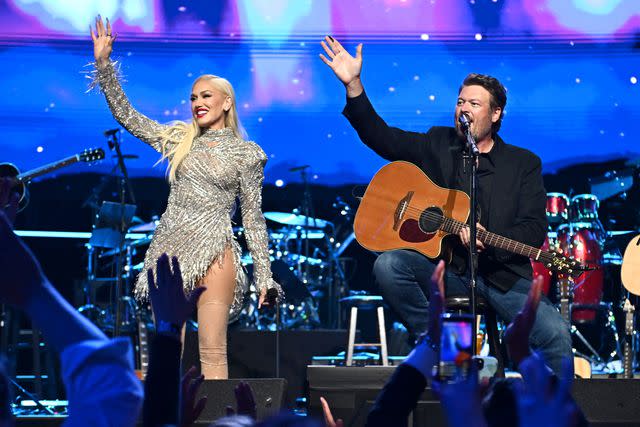 <p>Bryan Steffy/Getty</p> Gwen Stefani and Blake Shelton perform onstage during the 27th Annual Power of Love Gala hosted by Keep Memory Alive on May 10, 2024 in Las Vegas