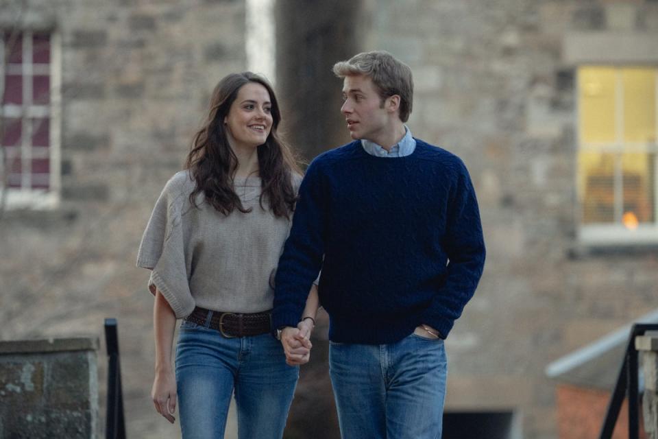 Meg Bellamy and Ed McVey as Kate and William in The Crown (Justin Downing/Netflix)