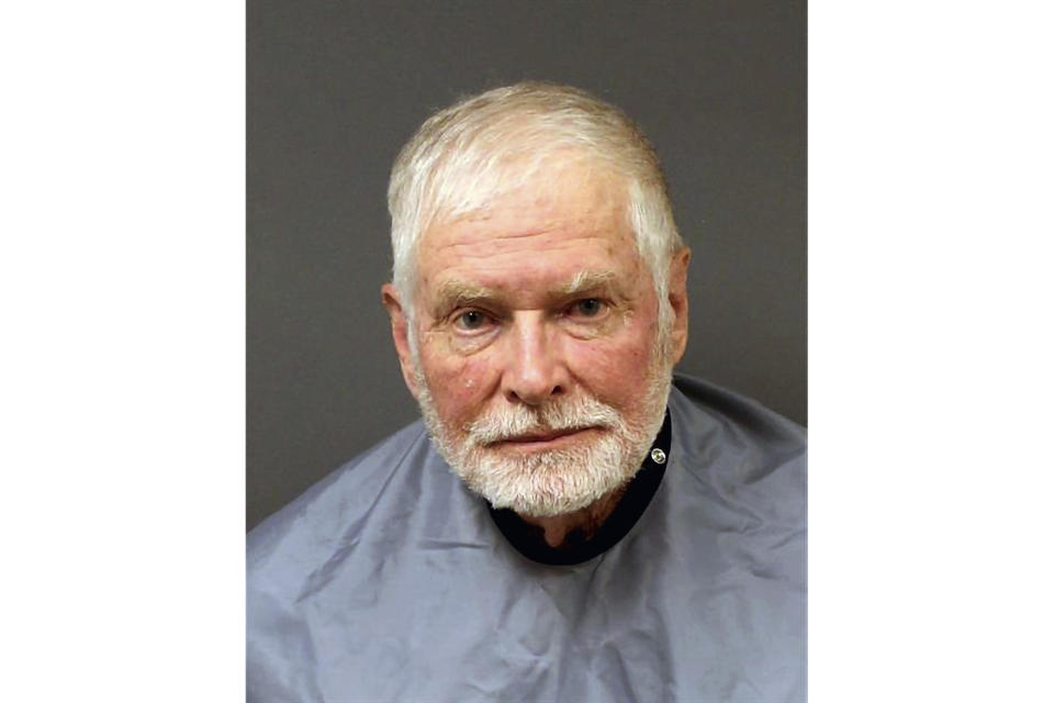 This photo provided by the Santa Cruz County Sheriff's Office in Nogales, Arizona, shows rancher George Alan Kelly, 73, who is being held on $1 million bond in the fatal shooting last week of a man tentatively identified as a Mexican man on his property. Kelly faces a charge of first-degree murder. Authorities have not released a motive in the case and it was unknown if the men previously knew each other. (Santa Cruz County Sheriff's Office via AP)