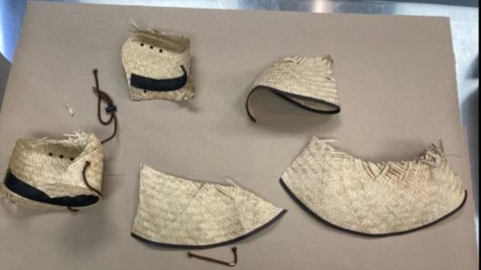 When they looked in the garage, detectives say they discovered a straw sun hat — or what was left of it. / Credit: Clark County District Court