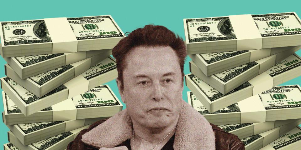 As Elon Musk's face reddens, the stacks of cash surrounding him start to disappear