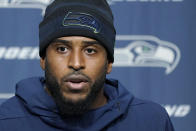 Seattle Seahawks linebacker Bobby Wagner talks to reporters before NFL football practice, Wednesday, Oct. 13, 2021, in Renton, Wash. (AP Photo/Ted S. Warren)