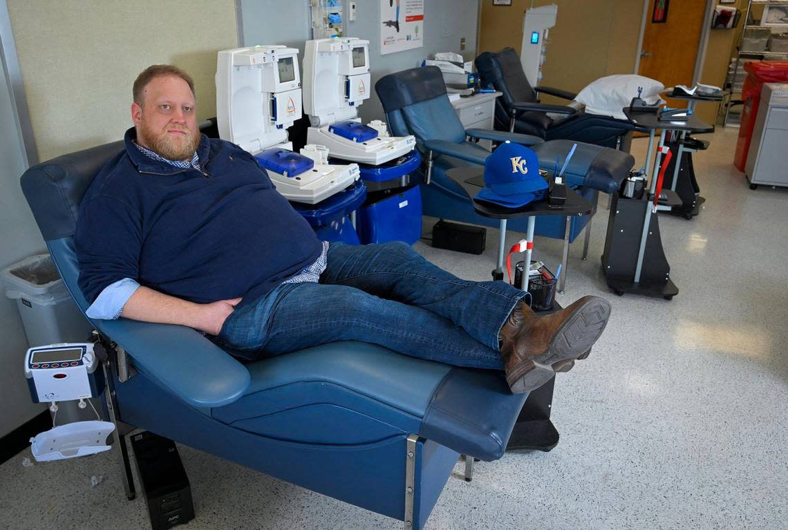 Jimmy Faseler is a regular donor at the Community Blood Center, which has put the word out that it’s short on blood and needs more donors.