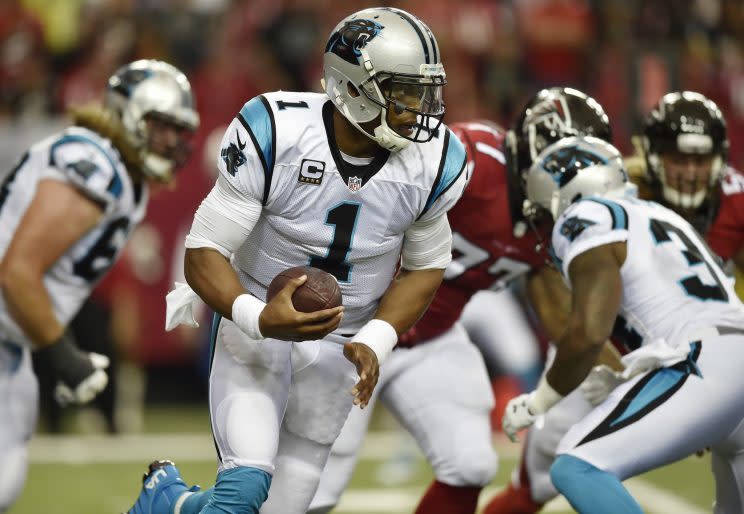 Cam Newton was knocked out of Sunday's game with a possible concussion (AP)