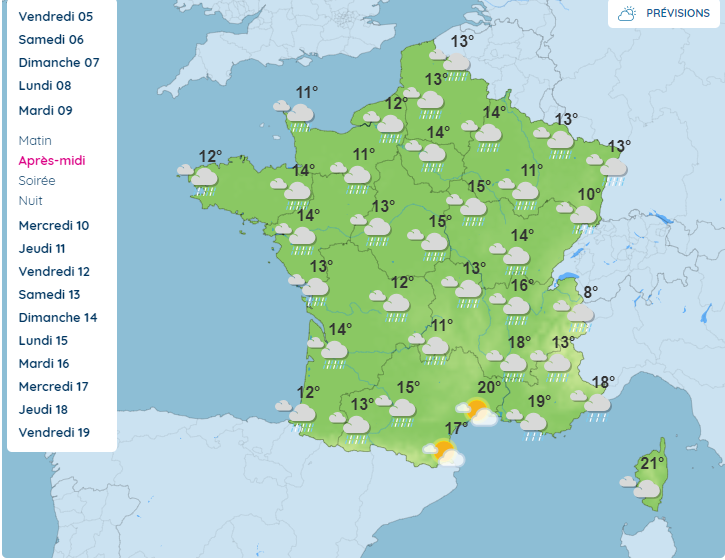 Les prévisions météo pour le mardi 9 avril.
© Météo-France.