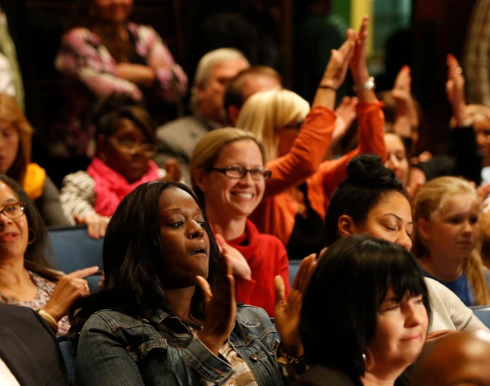 
Red Clay School Board member Adriana Bohm wins applause at a Wilmington City Council committee meeting on the state’s ‘priority schools’ plan. She termed it ‘a dollar store Band-aid that couldn’t heal a paper-cut ...’
