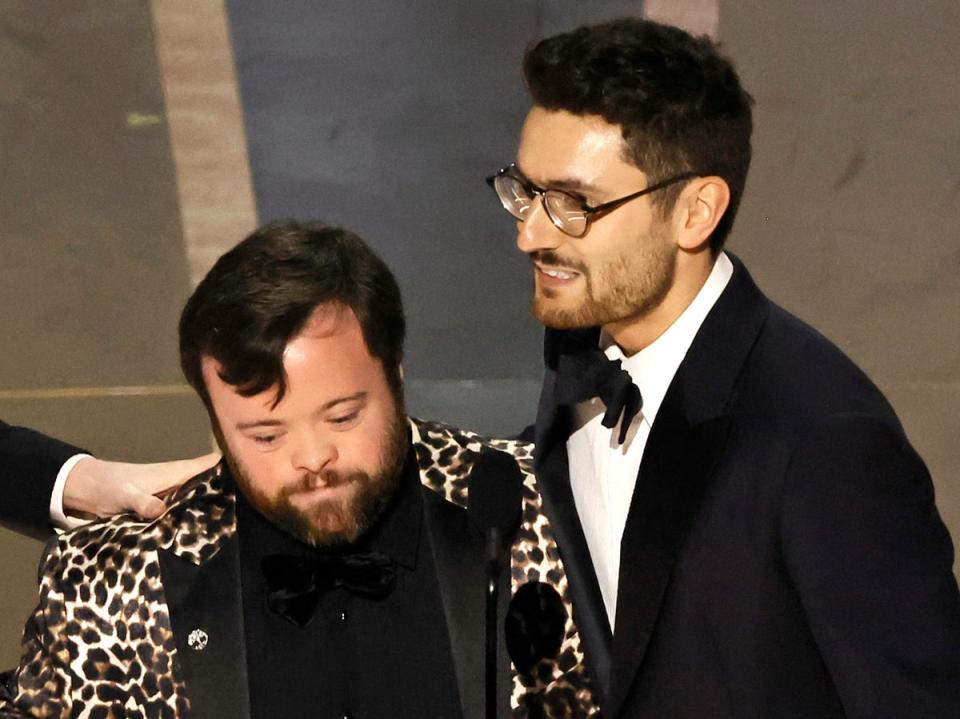 James Martin and Tom Berkeley accept the Best Live Action Short Film award for ‘An Irish Goodbye’ (Getty Images)