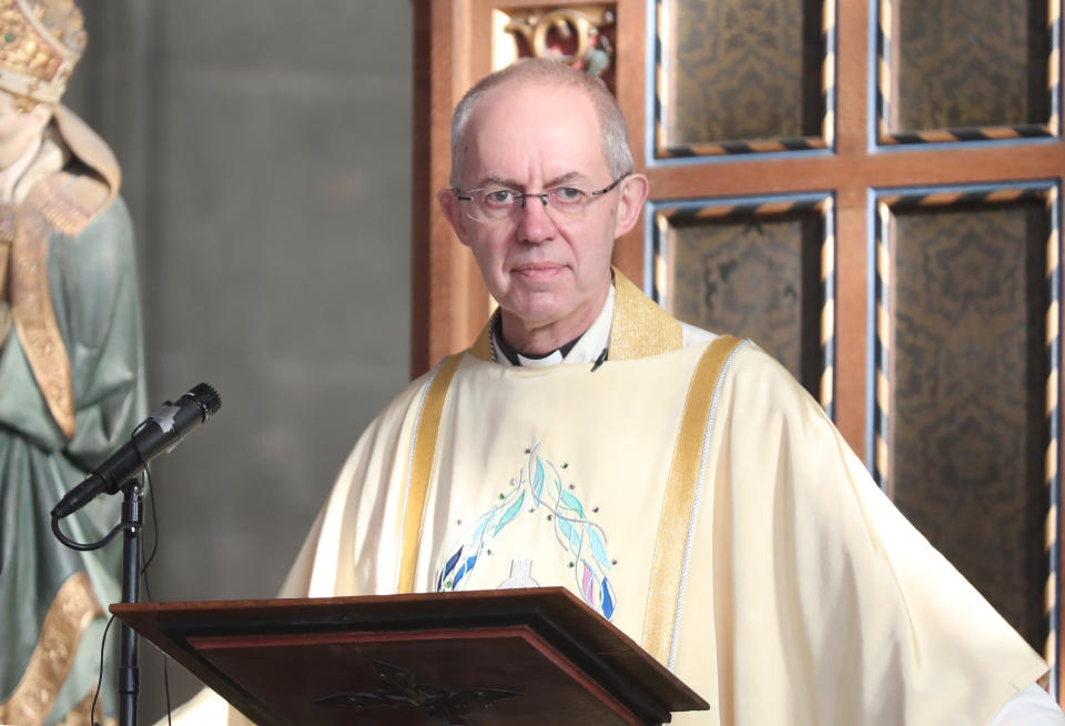 The Archbishop of Canterbury Justin Welby during the Christmas Day service at Canterbury Cathedral. (Photo by Steve Parsons/PA Images via Getty Images)