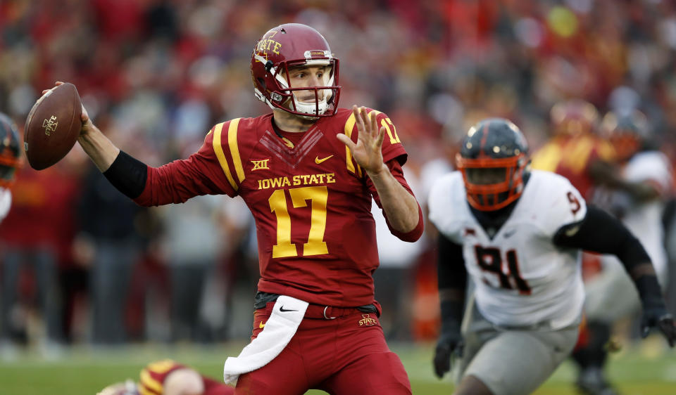 Iowa State quarterback Kyle Kempt threw for 1,787 yards and 15 touchdowns in 2017. (AP Photo)