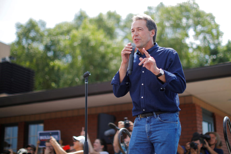 Democratic 2020 U.S. presidential candidate Montana Governor Steve Bullock speaks at the Iowa State Fair in Des Moines, Iowa, U.S., August 8, 2019.    REUTERS/Brian Snyder