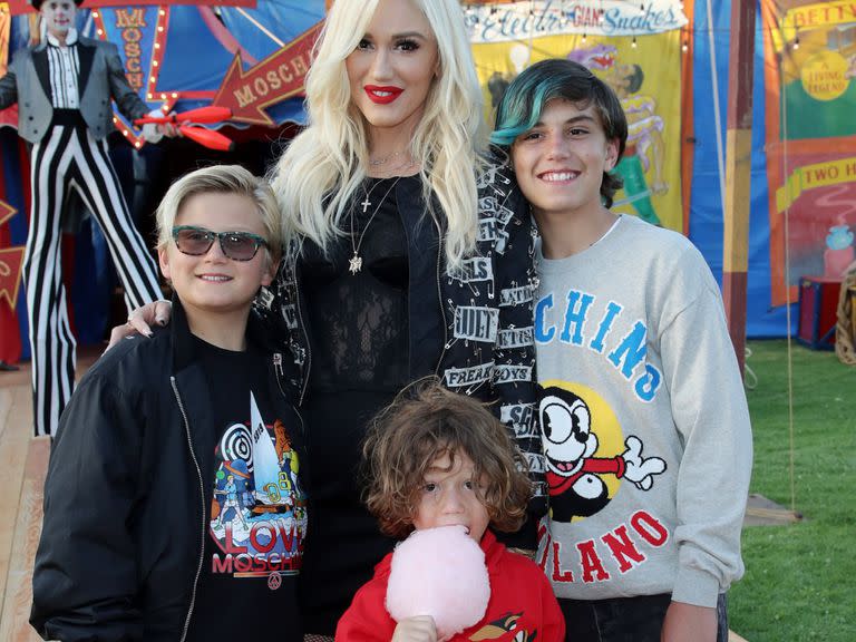 Gwen Stefani junto a los tres niños que tuvo con Gavin Rossdale: Kingston, Zuma y Apollo (The Grosby Group/)