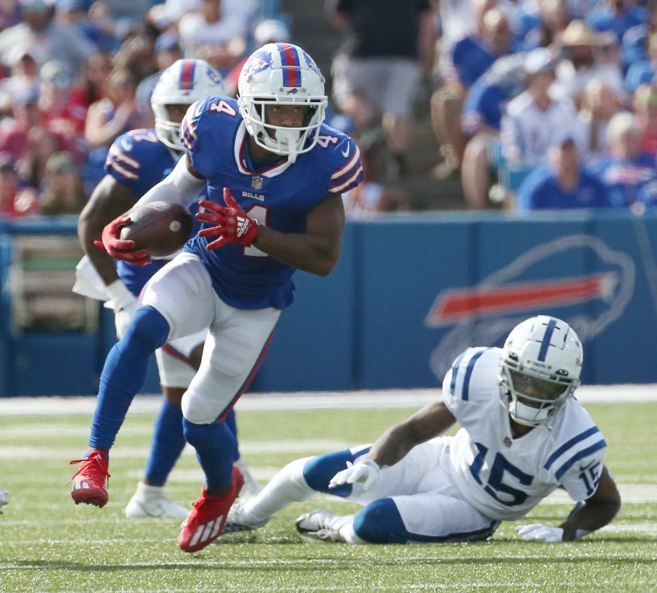 Bills safety Jaquan Johnson picked off a Nick Foles pass in the second quarter.