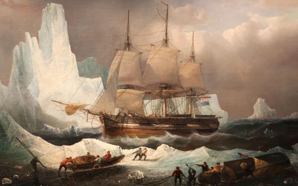 Painting of HMS Erebus in the Ice by Francois Etienne Musin from the National Maritime Museum - Steve Vidler / Alamy 