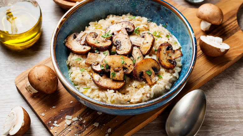 Roasted mushrooms on risotto