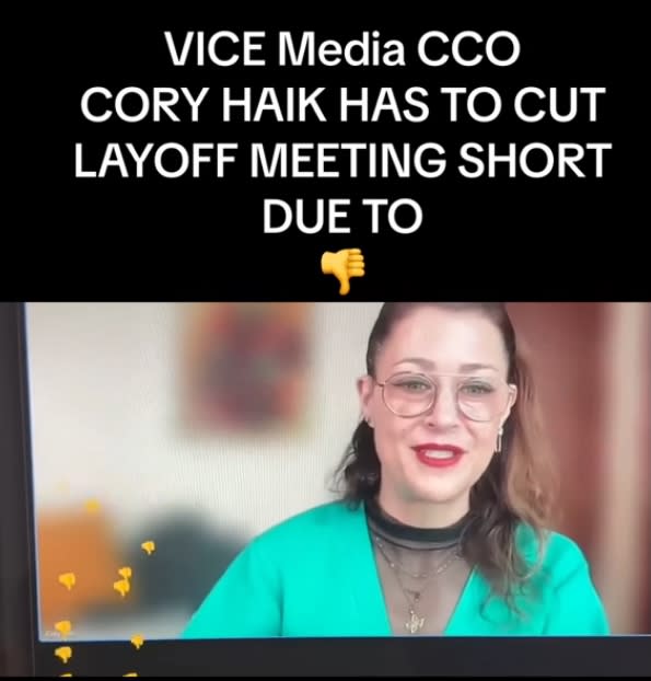 Chief content officer Cory Haik was giving an update to the company about recently announced job cuts on Wednesday when angry emoji reactions began to pour in. tiktok.com/@bobbymang666