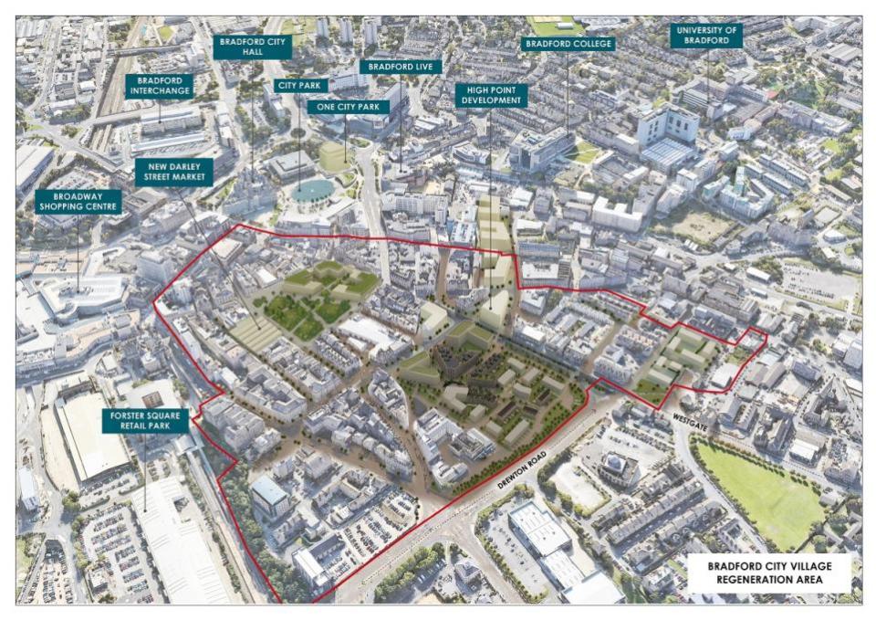 Bradford Telegraph and Argus: A map of the city centre - showing areas the planned city village will be developed