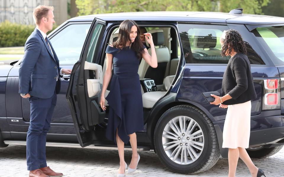 Meghan wore a Roland Mouret dress on the eve of her wedding in 2018 - Getty Images